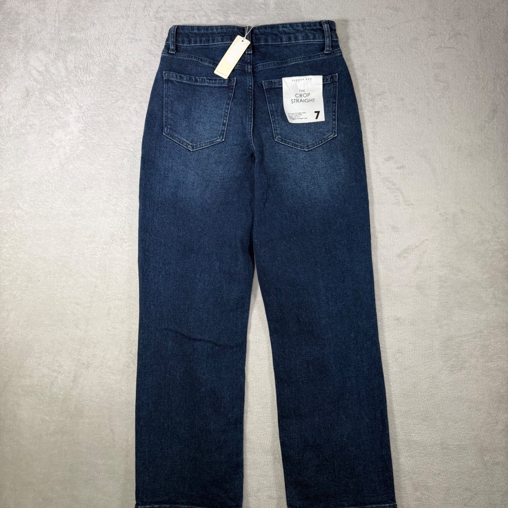 Copper Key The Crop Straight Jeans Womens 7 High Rise Dark Wash Denim CJ1463NFFH - Picture 2 of 8
